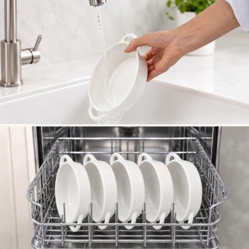 Foraineam 6-Pack Oval Porcelain Ramekins, 10 Ounce Ceramic Creme Brulee Souffle Baking Ramekin Dishes Bowl with Double Handles, Dishwasher and Oven Safe