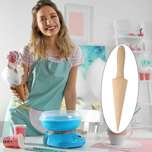 yueton 1 Pack Ice Cream Cone Roller Mold Pizzelle Roller Wooden Dessert Cooking Tools Pastry Cone Shaped Roller Mould Baking DIY Accessories
