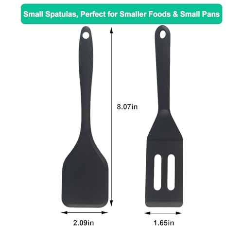 Small Silicone Spatula Set, Mini Spatulas for Baking, Cooking, Serving - color: Black
