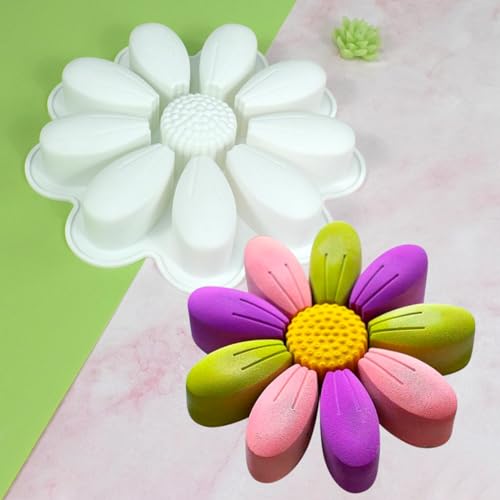 mostsom DIY Sunflower Chocolate Molds Silicone Candy Molds Non Stick Cookies Baking Trays for Party Decorations Food Grade (Sunflower M_9x9x1.48inch) - size: Sunflower M