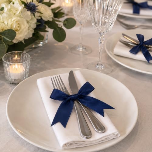 50 Pcs Twist Tie Bows for Treat Bags and Gift Wrapping, Navy Blue - color: Navy Blue