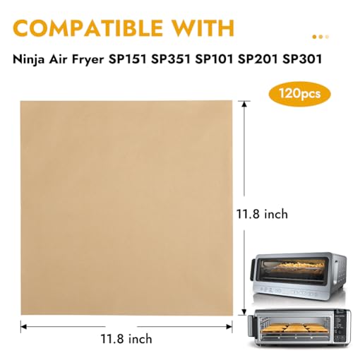 BYKITCHEN 12 Inch Air Fryer Parchment Paper Liners for Ninja SP151 SP101 - size: 120pcs-12x12inch