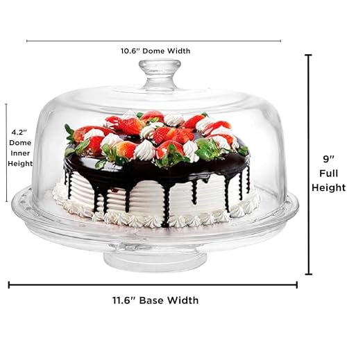 Extra Large (12") 6 in 1 Acrylic Cake Stand with Dome Lid Multifunctional