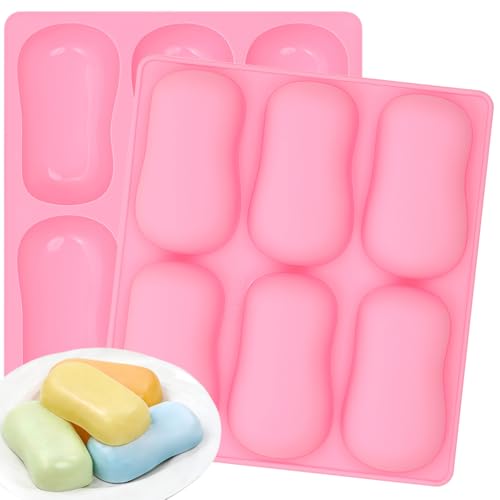 SJ Classic Soap Mold Set, 2-Pack 6-Cavity Silicone Soap Molds - color: Pink / Classic Oval