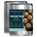 Commercial Quality Cookie Sheet Pan - 2 Pack Aluminum Half Sheet Baking Pan by Saffron & Sage Home Living - This 18x13 Rimmed Baking Sheet Set is Rust & Warp Resistant, Heavy Duty, of Thick Gauge - size: 2 Pack Cookie Sheet