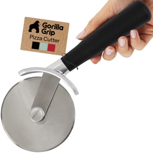 GORILLA GRIP Patented Stainless Steel Large Pizza Cutter Wheel, Black - color: Black