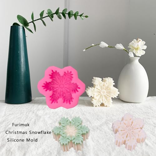 2 Pcs Christmas Snowflake Silicone Mold Candle Soap DIY Molds Christmas Baking Tray Cake Candy Chocolate Making Tools