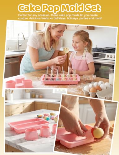 WDAHDHP Cake Pop Cutter Set, Pink Cake Pop Mold with 9 Inch Tray - color: Pink (A)