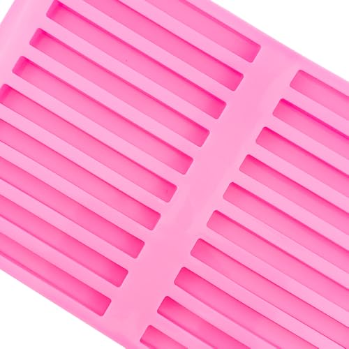 2 PACK Chocolate Rod Stick Silicone Strip Molds, 20 Bars Strips Biscuit Candy Molds for Cookies Candy Crayon Candle Soap Ice Cube Tray