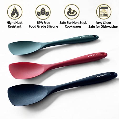 Vovoly Silicone Spatula Spoon Set, 11 IN, Black, Spoonulas Heat Resistant - color: Black Spoonula set