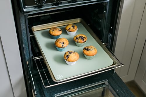The Silicone Kitchen Reusable Silicone Oven Baking Mats Gift Set Bundle, 2 Half-Sheet, 2 Quarter-Sheet, Sage Green, Dark Gray - color: Green, size: Gift Set (2 Half + 2 Quarter Sheets)