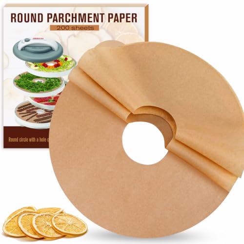 Kamehame 200pcs Dehydrator Sheets Round Parchment Paper with Hole - size: 200pcs