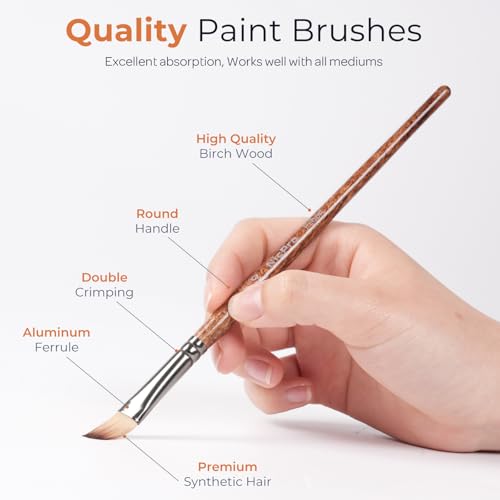 Nicpro 12pcs Paint Brush Set,Craft Paint Brushes for Acrylic & Oil Painting - color: Reddish Brown