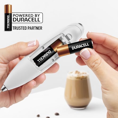 Zulay Kitchen Powerful Milk Frother Wand With Duracell Batteries - Ultra Fast Handheld Drink Mixer - Electric Whisk Foam Maker for Coffee, Lattes, Cappuccino & Matcha - Triple Whisk - Luna White - color: 12 - White, size: Triple Whisk + Batteries