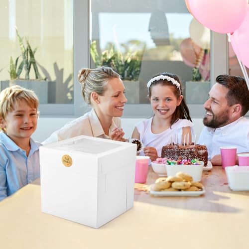 12Pcs Cake Boxes, 10x10x10 Inches Tall Cake Boxes with Window, White - color: White, size: 10x10x10inch