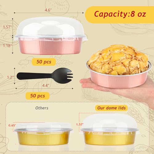 LNYZQUS 8oz Mini Pie Tins with Lids 50 Pack, 4 Inch Individual Cake Pans - color: Champagne