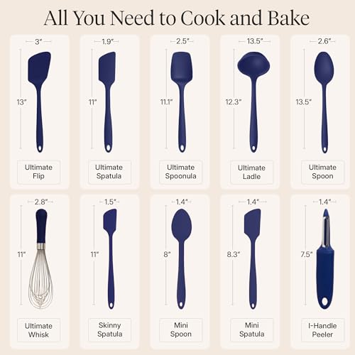 GIR: 10-Piece Silicone Ultimate Kitchen Utensils Set – Navy - color: Navy, size: 10 - Piece Set