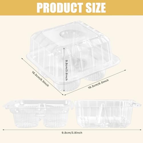 20 Pack Plastic Cupcake Containers, 4 Compartment Cupcake Carrier
