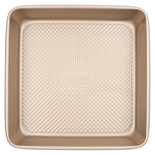 David Burke 9" Square Bake Pan, Carbon Steel, Non-Stick, PFTE & PFOA Free, Oven Safe – Bronze - color: Bronze, size: 9" Square Bake Pan