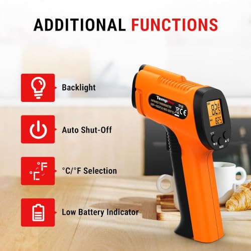 TempPro TempScan Infrared Thermometer Gun for Pizza Oven Griddle HVAC - style: 1 Laser & D:S 12:1