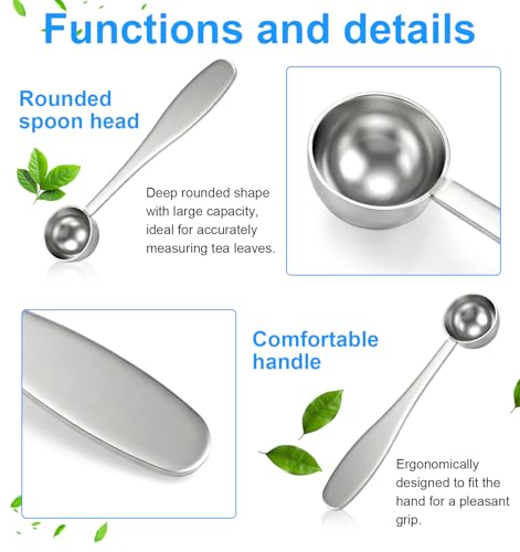 2 Pcs Tea Scoop, Teaspoon Measuring Spoons Stainless Steel (5ml, Silver)