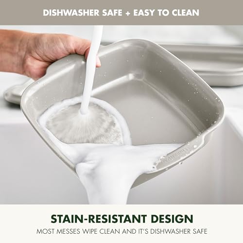 GreenPan Premiere Ovenware Healthy Ceramic Nonstick 8" Square Cake Baking Pan, PFAS-Free, Warp-Free Bakeware, Durable Quick Heating, Oven & Broiler Safe to 600F, Dishwasher Safe, Taupe - color: Taupe, size: 8" Square Cake Pan