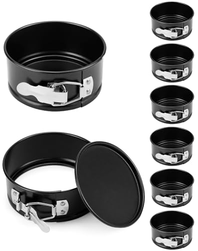 QWORK 4 Inch Springform Pan Set, Nonstick, Leakproof Mini Cheesecake Pans with Removable Bottom, Carbon and Stainless Steel Construction, 8 Pcs