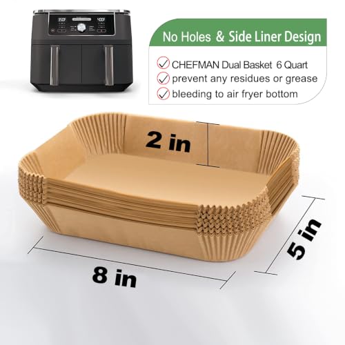 Air Fryer Liners for Ninja Dual Airfryer, Rectangle Air Fryer Liners - size: 8.3x5.3"Rectangle