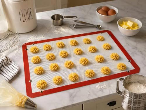 Extra Large 23.6"x15.8" Full Size Silicone Baking Mat with Snap Lock Edges, Reusable Non-Stick Oven Liner & Parchment Paper Alternative, Cookie Sheet/Bun Pan Liner for Commercial & Home Baking - size: 23.6"L x 15.8"W