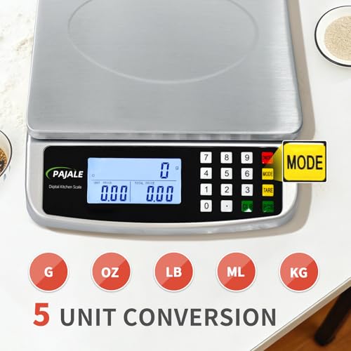 Large Food Scale 66lb, Digital Commercial Kitchen Scale Grams Ounces - color: SILVER 30KG