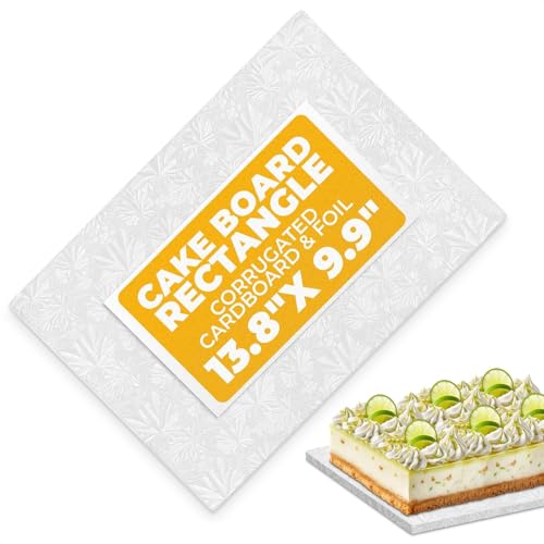 1 Pack Thick Rectangle Cake Drum 13.8x9.9 in - White 9x13 Cake Board - style: Classic