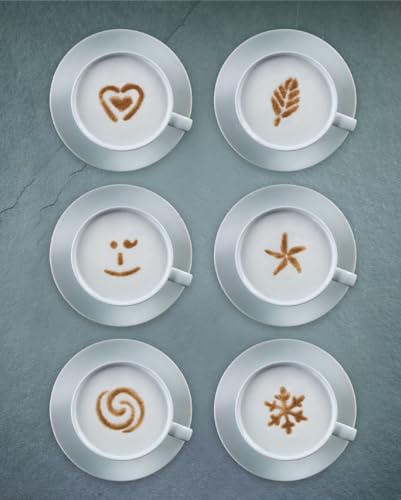 Aerolatte Cappuccino Artist, for Latte Coffee Art, Set of 6 Decorative Stencils - style: Coffee Art Tower
