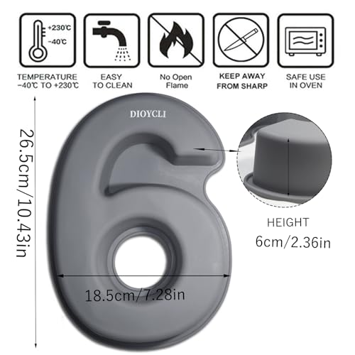Dioycli Number Cake Molds for Baking Silicone Number 6 Cake Pan, 10 Inch - size: 6