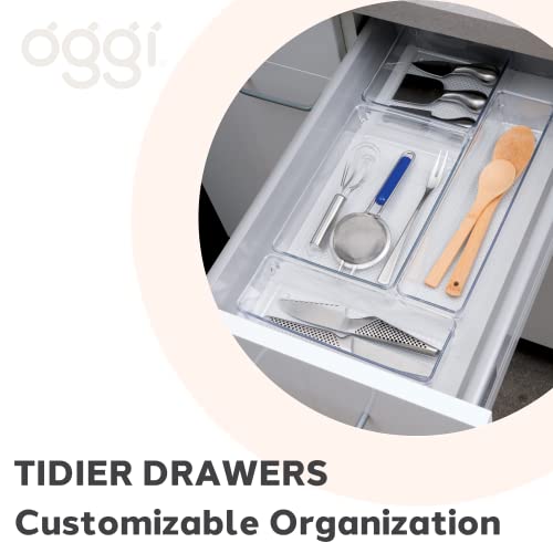 Oggi Drawer Organizer - 6" X 9" - Ideal for Organizing Kitchen Drawers, Office, Desk, Silverware, Kitchen Utensils, Cosmetics and Bathrooms, Rectangular, Clear, 1.0 Count - size: 6" by 9"