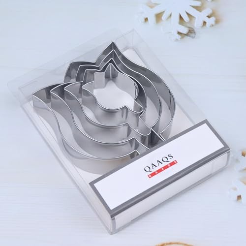 Tulip Flower Cookie Cutter Set Large - 5", 4", 3", 2" - 4 Piece - Stainless Steel - color: Tulip