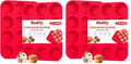 Redfly 4 Pack Silicone Muffin Pans for Baking & Cupcake Pan - 12 Cup Regular Size Silicone Molds, BPA Free Egg Bites Mold - color: Red, size: 4pcs: 12-Cup Regular