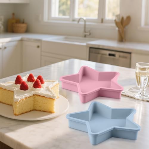 2 Pcs Star Shaped Cake Pans 10 Inch Silicone Cake Molds, Nonstick
