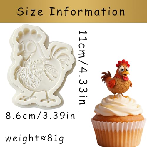 Cartoon Rooster Silicone for Fondant Candy Cupcake Toppers Desserts - color: Rooster Silicone Molds