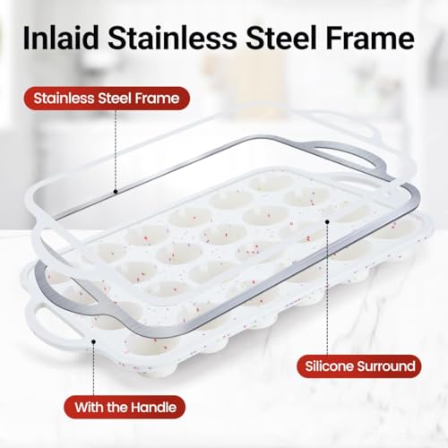 FUNBAKY Silicone Mini Muffin Pan with Metal Frame - Nonstick 24 Cups Mini Muffin Tin Handles, Oven Safe for Muffin, Cupcake, Egg Bites, Confetti - size: Mini 24-Cup: 1pc