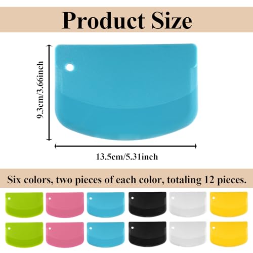 TIESOME 12PCS Dough Scraper, Plastic Thickened Bench Scraper