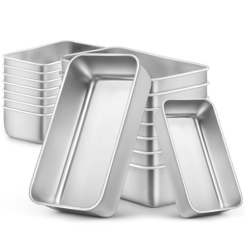 LIANYU Bread Pan Set, 9x5Inch Loaf Pans & 6.3x3.5Inch Mini Bread Baking Pan - color: Silver, size: Medium & Small