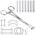 Vsnnsns 9 Style 316L Surgical Steel Body Piercing Tools Kit Piercing Clamps Forceps Use for Nose Septum Lip Tongue Eyebrow Belly Rings Ear Dermal Piercing Jewelry Kit Tools - color: Style 5, Piercing Needle Clamp Forceps