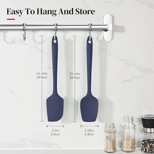 600ºF Heat Resistant Silicone Spatula Spoonula Set of 2, Blue - color: Midnight Blue, size: Large/Spoon Spatula - 2pcs