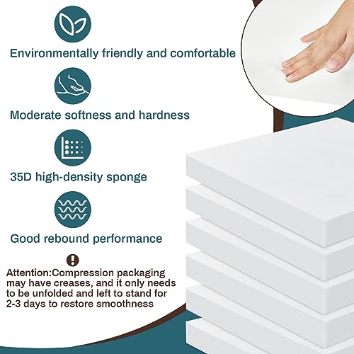 Frienda 6 Pack 2 x 20 x 20" High Density Foam Cushion 2.2 Density, 50 Ild - size: 2 x 20 x 20"
