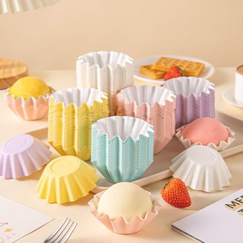 100 PCS Baking Cups Cupcake Liner Flared Brioche Muffin Wrappers (Mix) - color: Mix, size: 100pcs