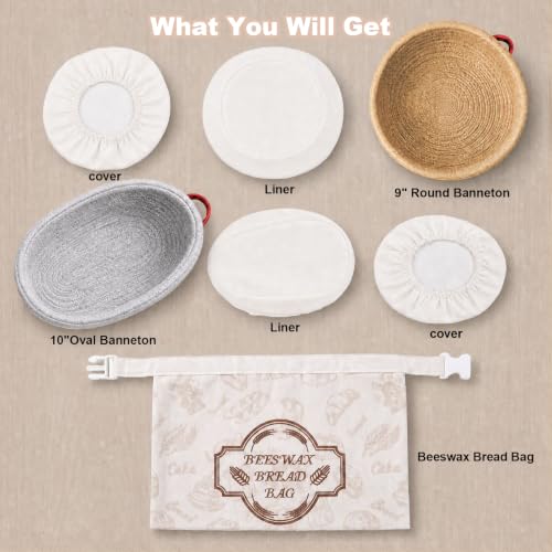 Sourdough Banneton Bread Proofing Basket with Beeswax Bag Set
