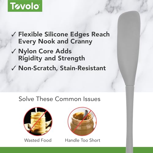 Tovolo Flex-Core Silicone Jar Scraper 11 Inch Spatula, Oyster Gray - color: Oyster Gray