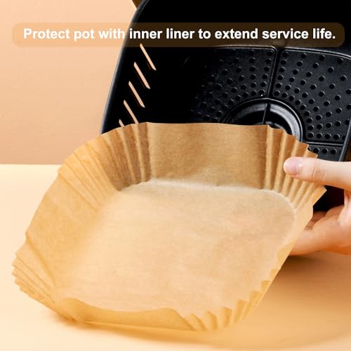 Air Fryer Liners Disposable Paper,100Pcs Airfryer Paper Liners,Non Stick Parchment Paper Liners,Food Grade Air Fryer Accessories for Microwave Oven Steamer 6.3inch Square - size: 6.3”Square