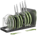 PanPanPal Pots and Pans Organizer under Cabinet, Expandable Pot Lid Organizer Holder with 14 Adjustable Compartment, Pan Organizers inside Cabinet for Lids, Bakeware, Kitchen Storage Pot Rack, Black - size: 14 Dividers