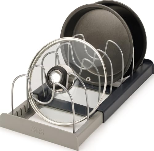 Joseph Joseph DrawerStore Expanding Cookware Organizer, Space saving storage for pan lids, baking trays - Grey - style: Pots & Pans